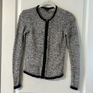 Ann Taylor zippered sweater in black and white.